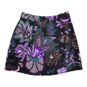 RHODE Black and Purple Floral Mini Skirt